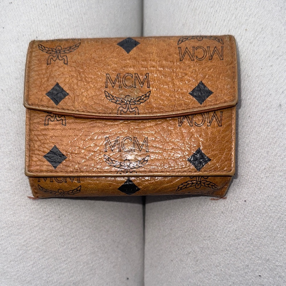 MCM Brown and black Leather Wallet bifold dual coin pocket and trifold dual cash